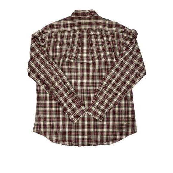 Polo Ralph Lauren Cream Burgandy Custom Fit Plaid Button Down Men's XL - Picture 2 of 2